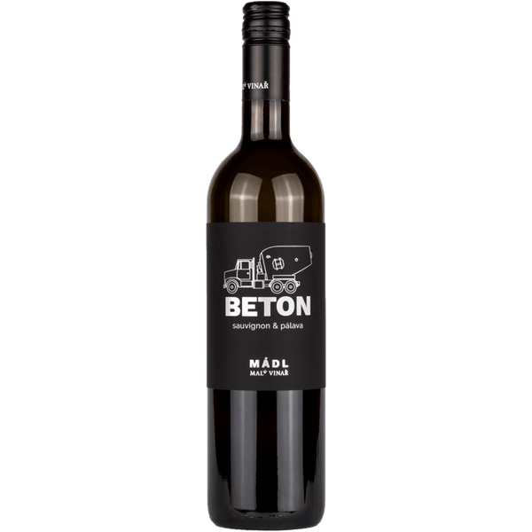 MÁDL MALÝ VINAŘ BETON Sauvignon & Pálava, cuvée bílé, moravské  zemské víno, polosuché (2018) Mádl Malý vinař Vínoodbodláků.cz