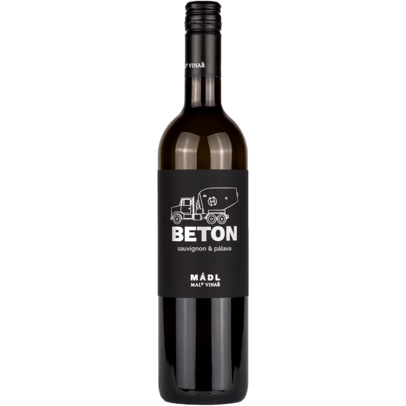 MÁDL MALÝ VINAŘ BETON Sauvignon & Pálava, cuvée bílé, moravské  zemské víno, polosuché (2018) Mádl Malý vinař Vínoodbodláků.cz